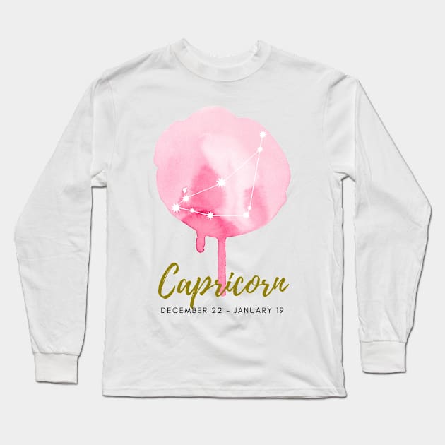 Capricorn Zodiac Artprint Illustration Poster Drawing Art Print Constellation Astrology Long Sleeve T-Shirt by hexchen09